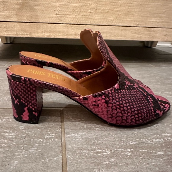 Paris Texas Pink and Black Snakeskin Mules Size 38.5 (Size 8) - Picture 5 of 5